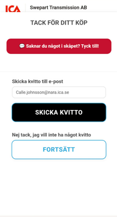 Tack för ditt köp med kvitto via e-post